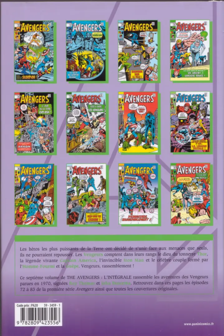 Verso de l'album The Avengers - L'intégrale Tome 7 1970