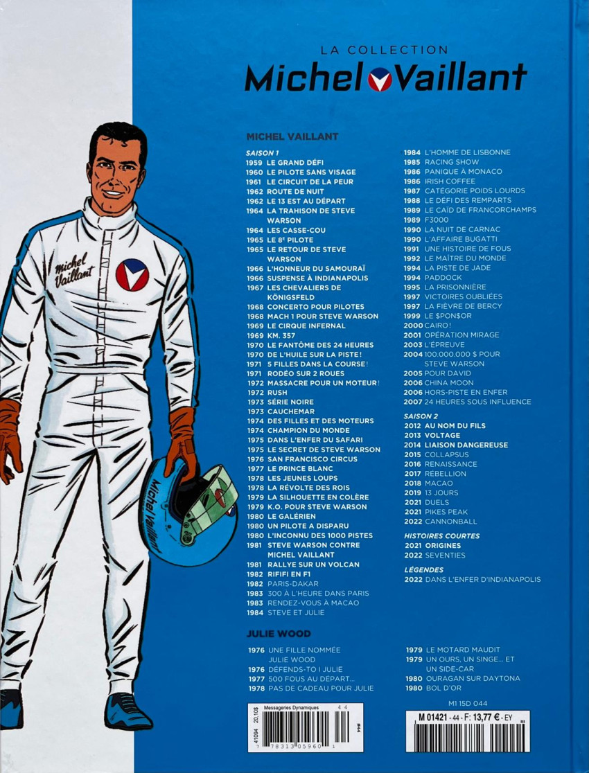 Verso de l'album Michel Vaillant La Collection 44 Riffi en Formule 1