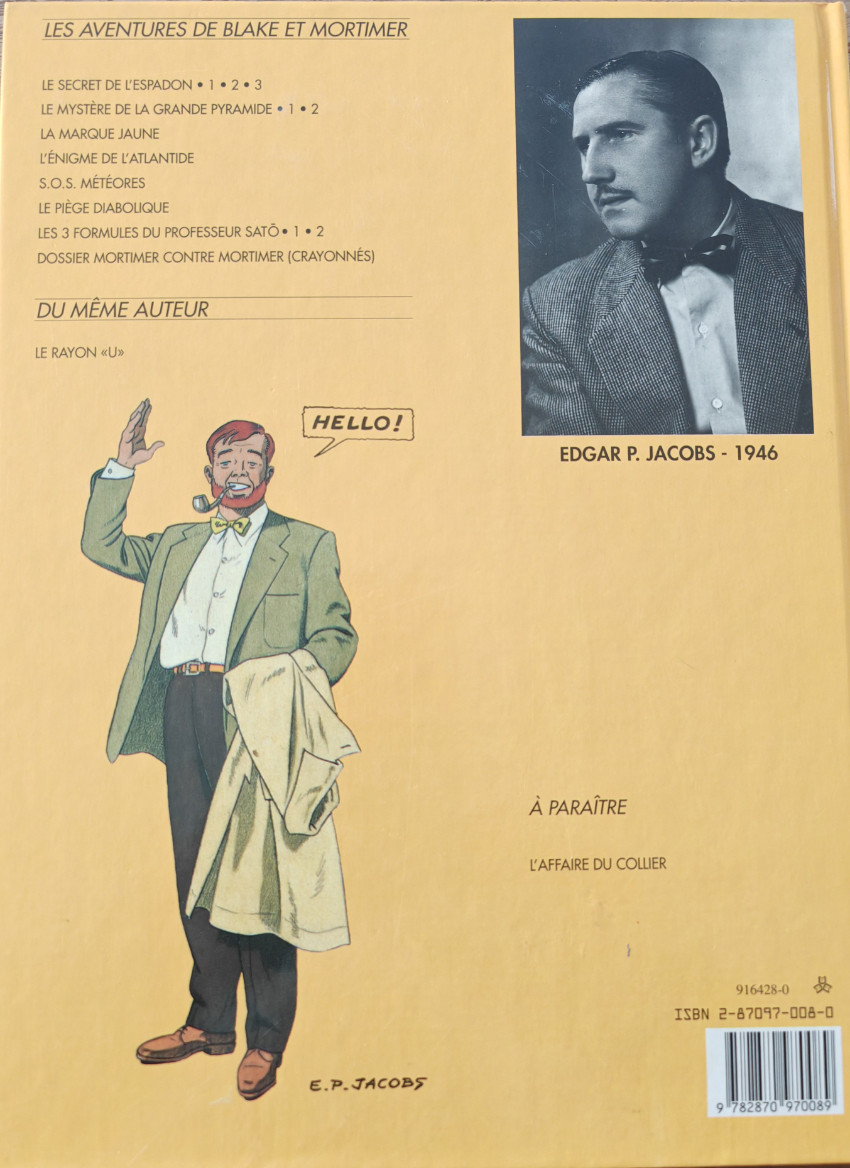 Verso de l'album Blake et Mortimer Tome 4 Le mystère de la grande pyramide