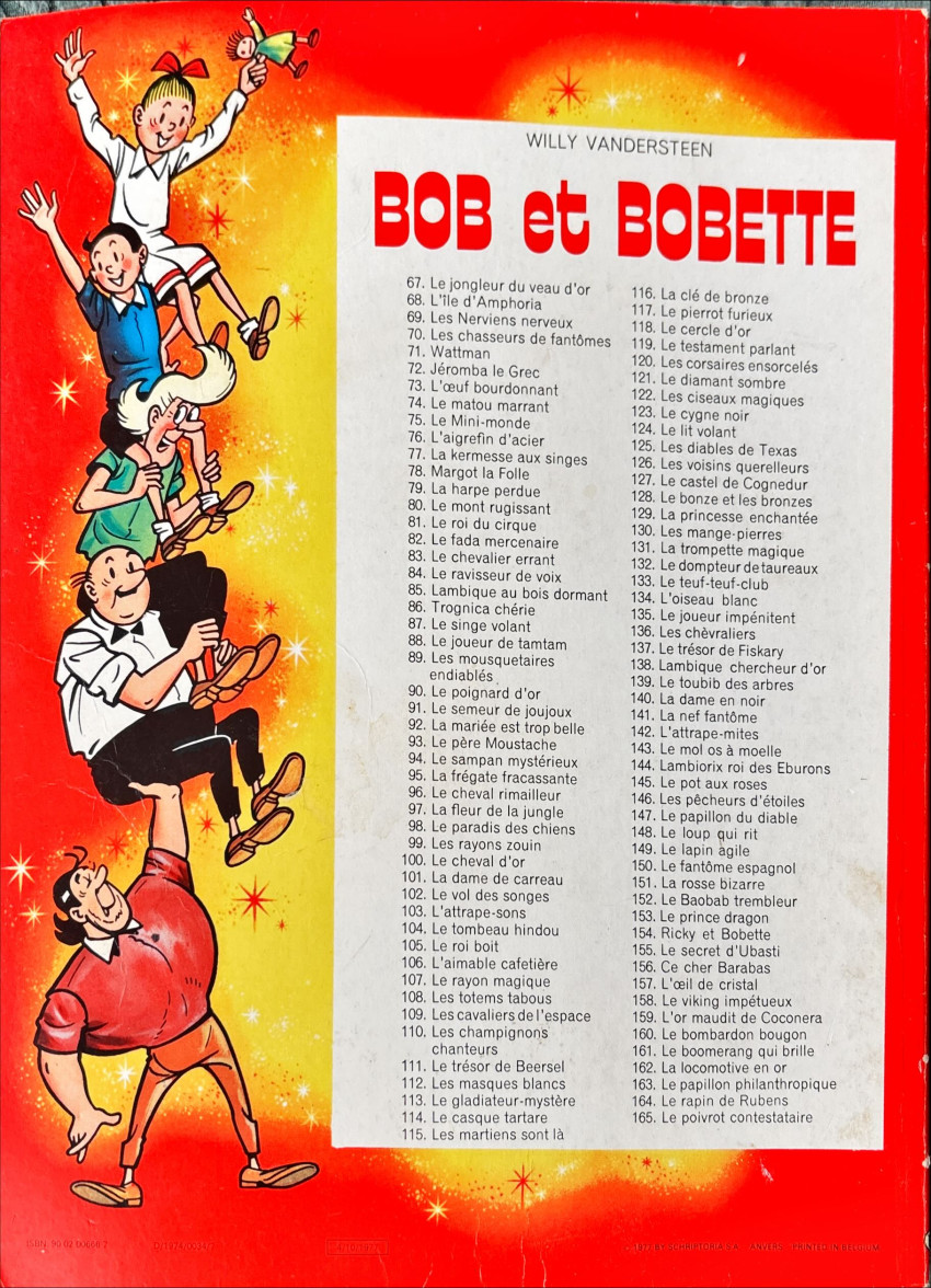 Verso de l'album Bob et Bobette Tome 147 Le papillon du diable