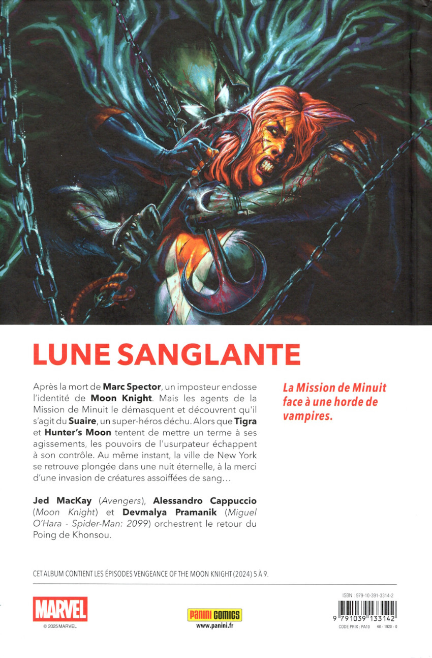 Verso de l'album La Vengeance de Moon Knight 2 Il est vivant