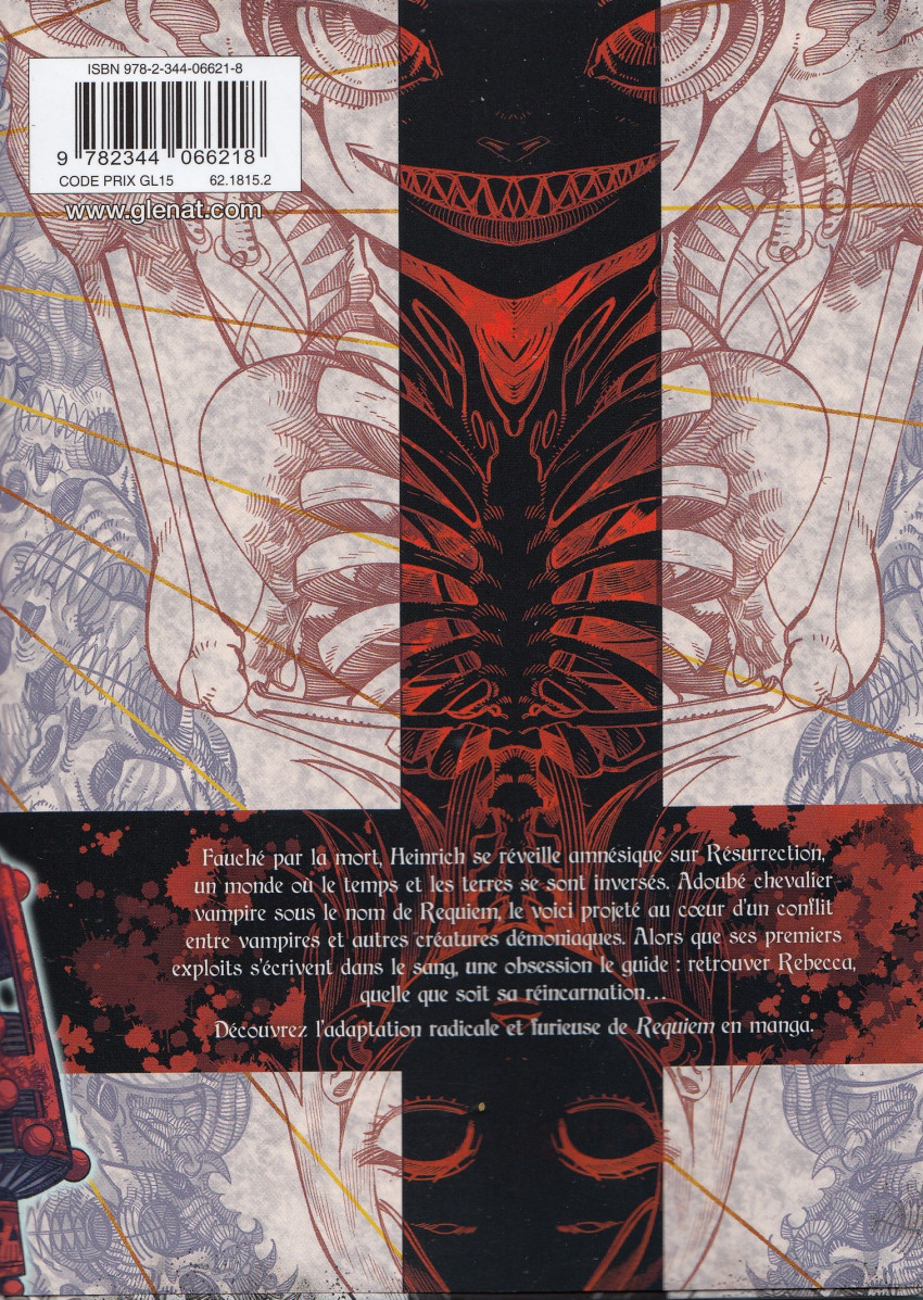 Verso de l'album Requiem chevalier vampire 1