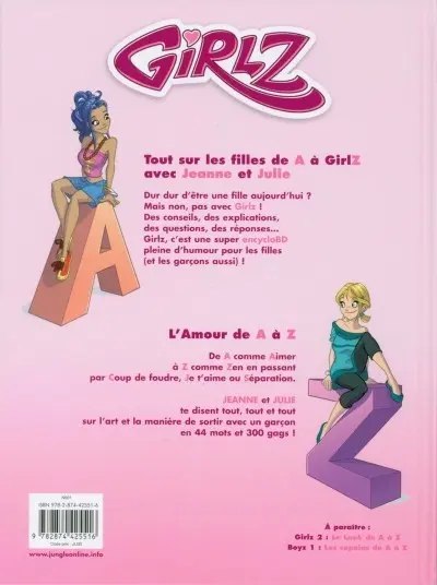 Verso de l'album Girlz Tome 1 L'amour de A à Z