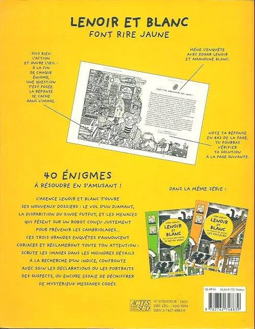Verso de l'album Lenoir et Blanc Lenoir et Blanc font rire jaune