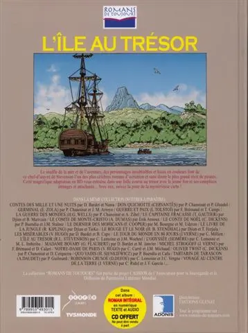 Verso de l'album Romans de toujours L'Île au trésor
