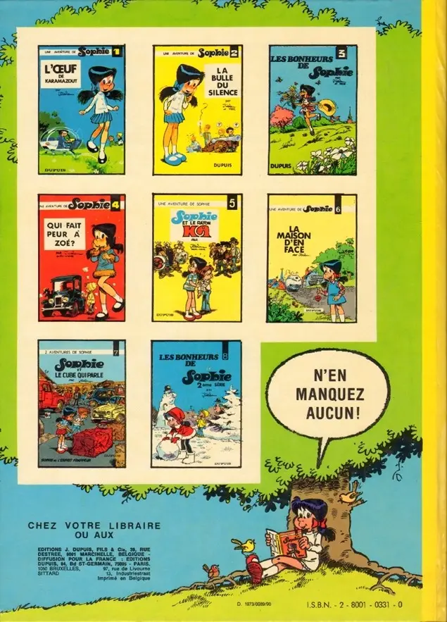 Verso de l'album Sophie Tome 9 La tiare de Matlotl Halatomatl
