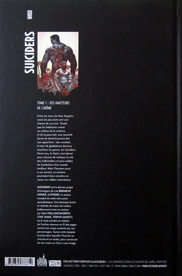 Verso de l'album Suiciders Tome 1 Des hauteurs de l'abîme