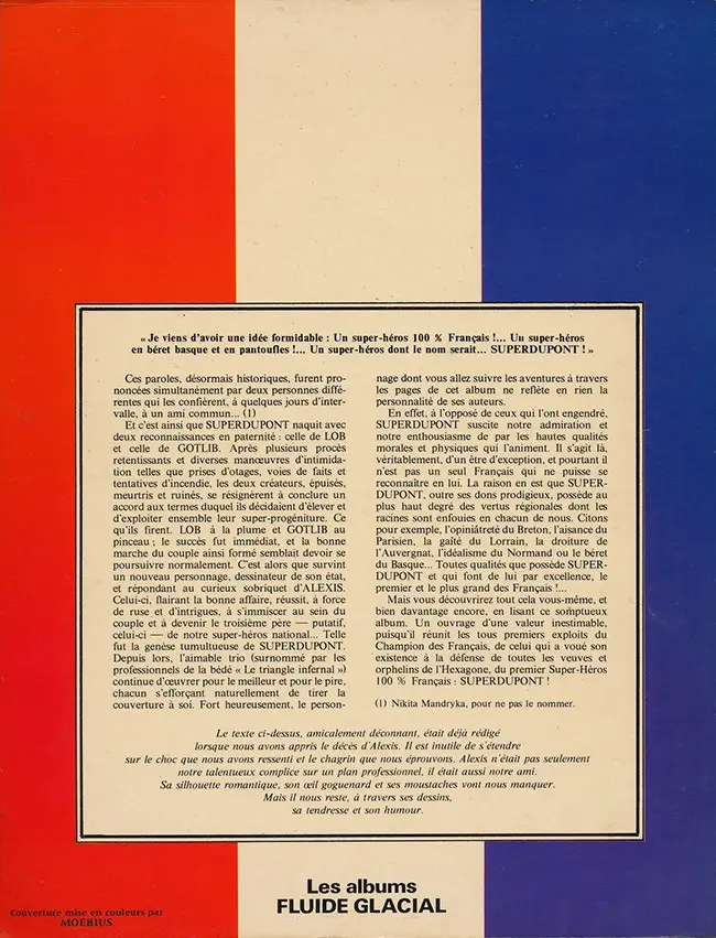 Verso de l'album SuperDupont Tome 1