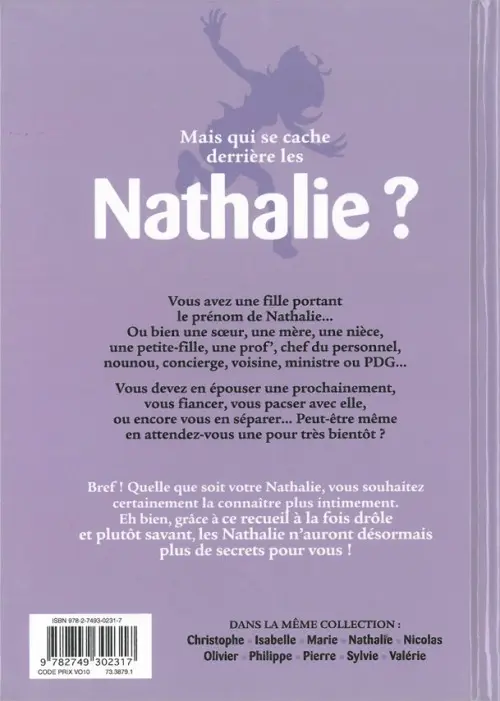 Verso de l'album L'Encyclopédie des prénoms en BD Tome 2 Nathalie