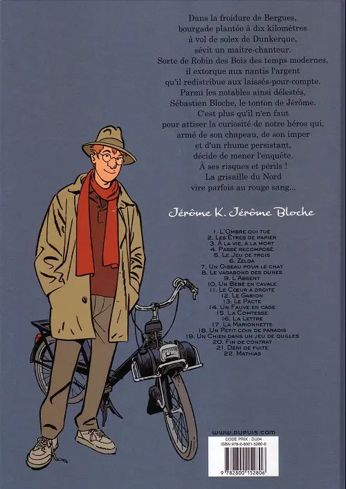 Verso de l'album Jérôme K. Jérôme Bloche Tome 3 À la vie, à la mort