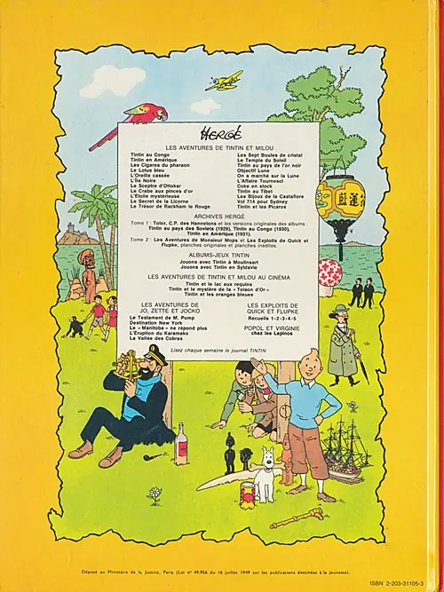 Verso de l'album Les Aventures de Jo, Zette et Jocko Tome 5 La vallée des cobras