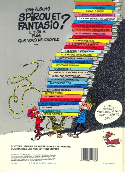 Verso de l'album Spirou et Fantasio Tome 5 Les voleurs du Marsupilami