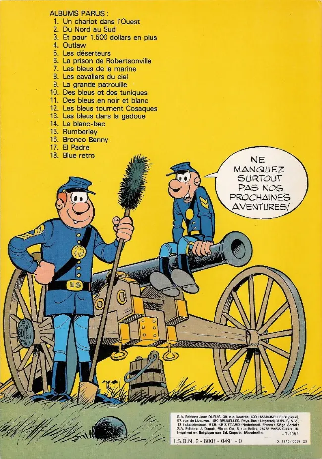 Verso de l'album Les Tuniques Bleues Tome 8 Les cavaliers du ciel