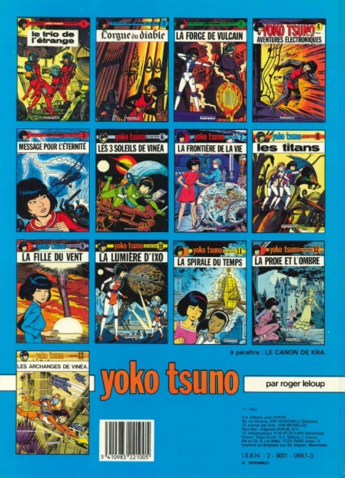 Verso de l'album Yoko Tsuno Tome 2 L'orgue du diable