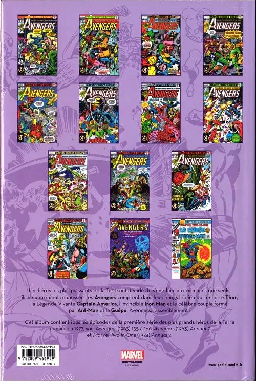 Verso de l'album The Avengers - L'intégrale Tome 14 1977