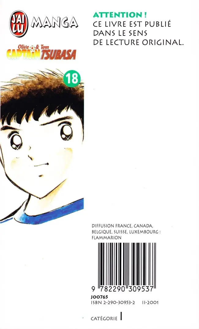 Verso de l'album Captain Tsubasa Tome 18 Tsubasa, le phénix