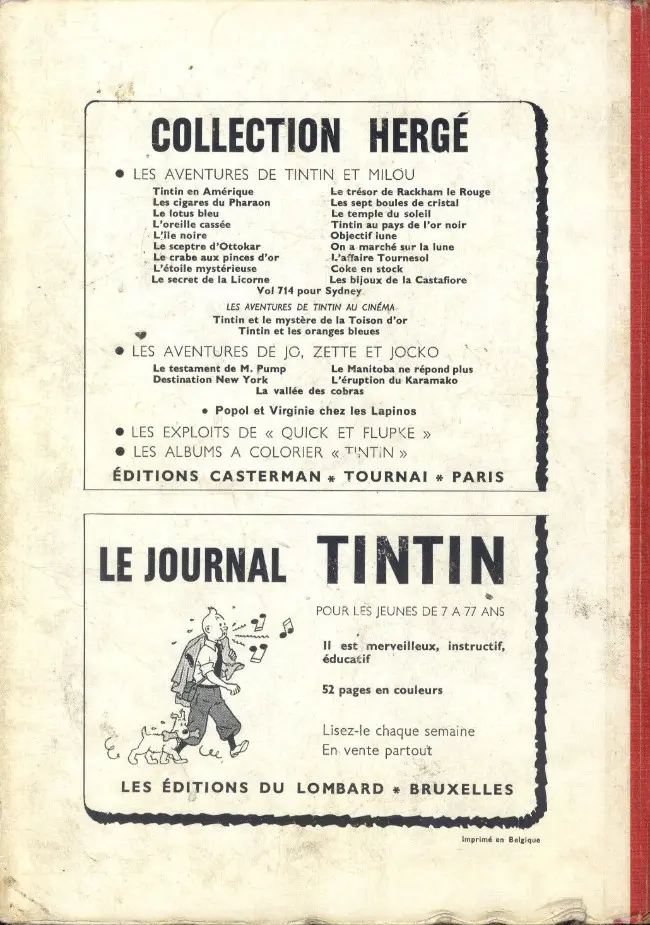 Verso de l'album Tintin Tome 90