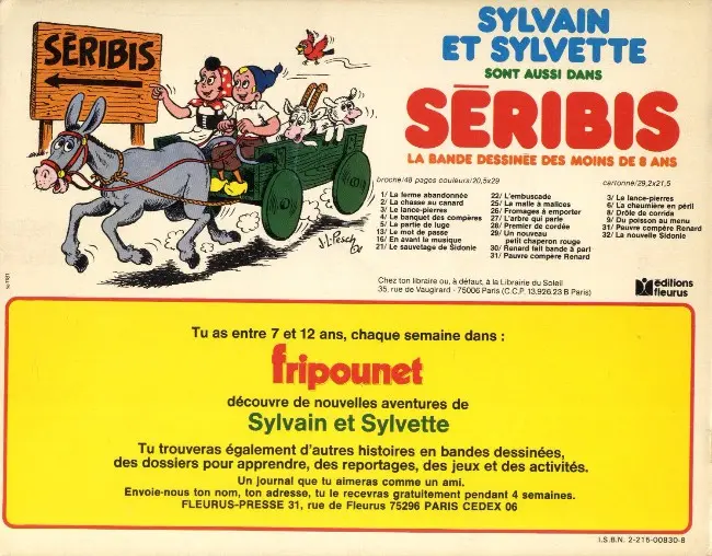 Verso de l'album Sylvain et Sylvette Tome 29 Les Otages