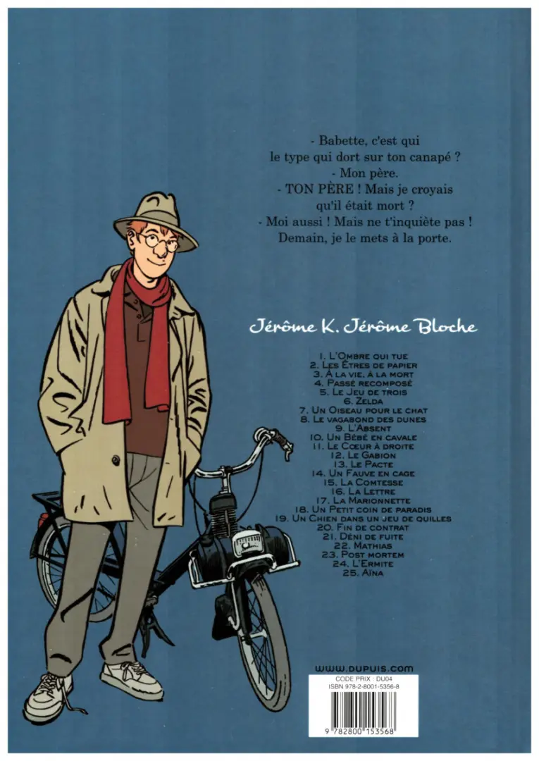 Verso de l'album Jérôme K. Jérôme Bloche Tome 23 Post Mortem