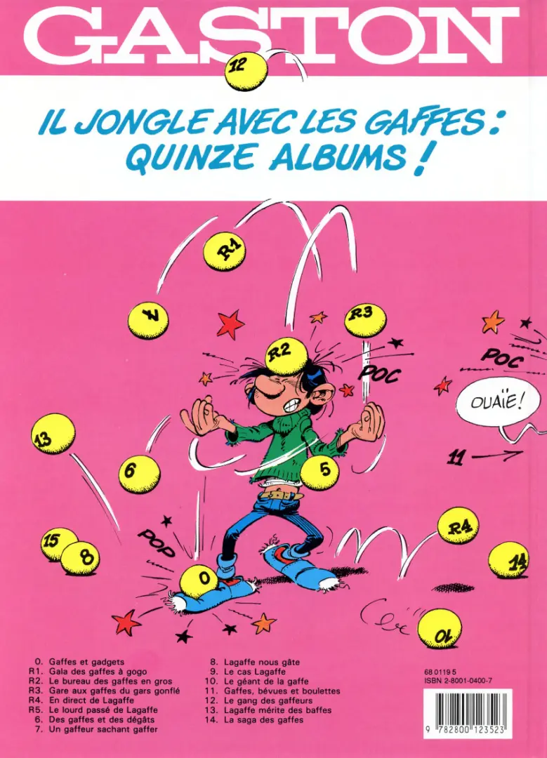 Verso de l'album Gaston Tome 12 Le gang des gaffeurs