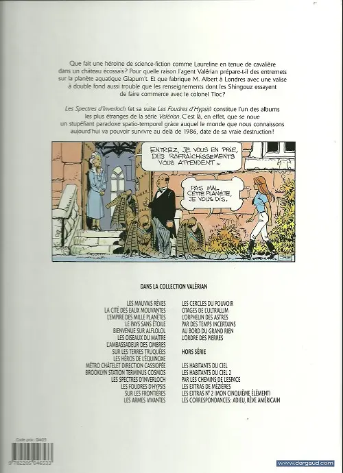 Verso de l'album Valérian Tome 11 Les Spectres d'Inverloch