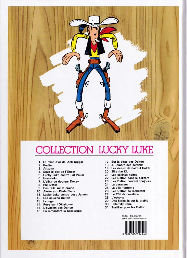 Verso de l'album Lucky Luke Tome 4 Sous le ciel de l'Ouest