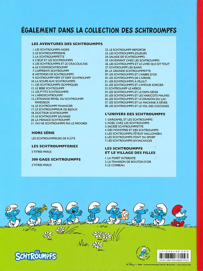 Verso de l'album Les Schtroumpfs Tome 38 Les Schtroumpfs et le vol des cigognes