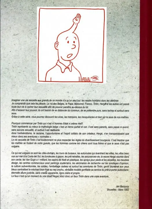 Verso de l'album Tintin - Pastiches pour Adultes La vie sexuelle de Tintin