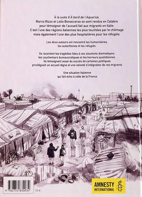 Verso de l'album Chez nous... paroles de réfugiés