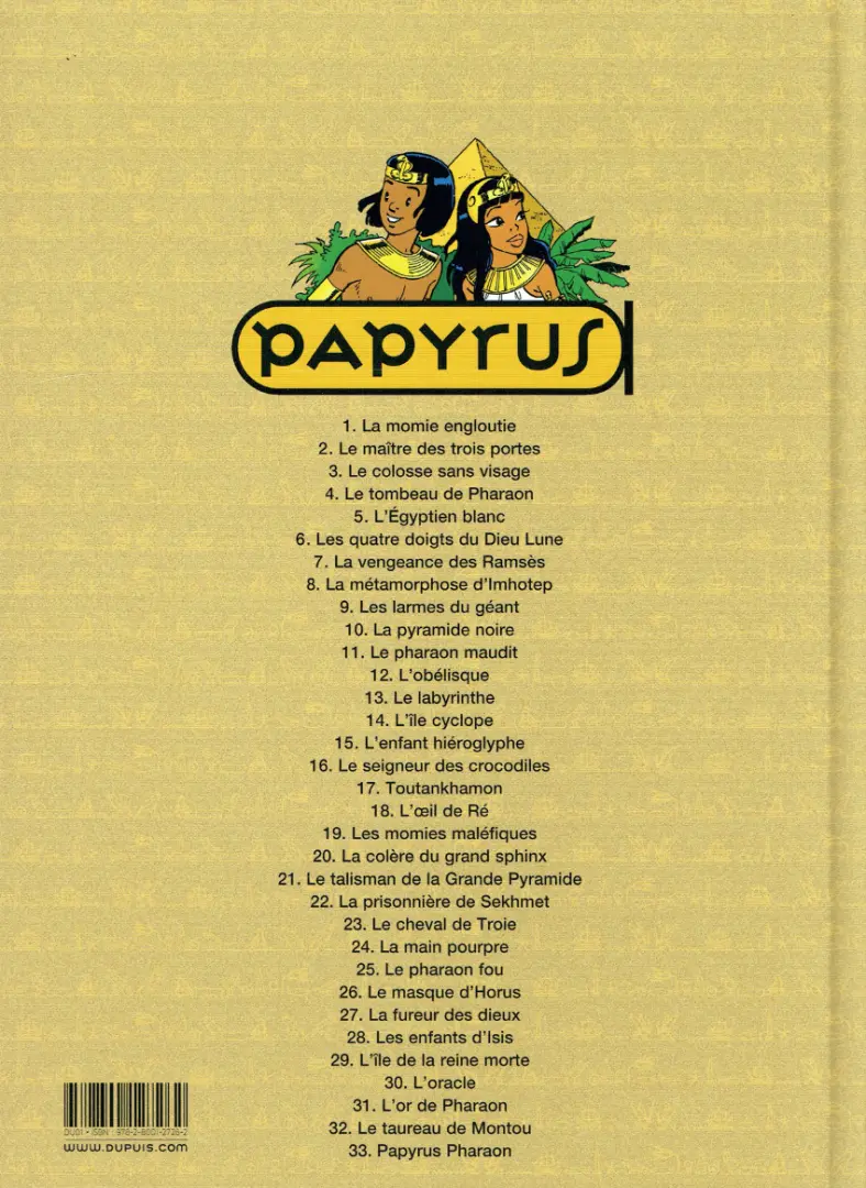 Verso de l'album Papyrus Tome 6 Les quatre doigts du dieu lune