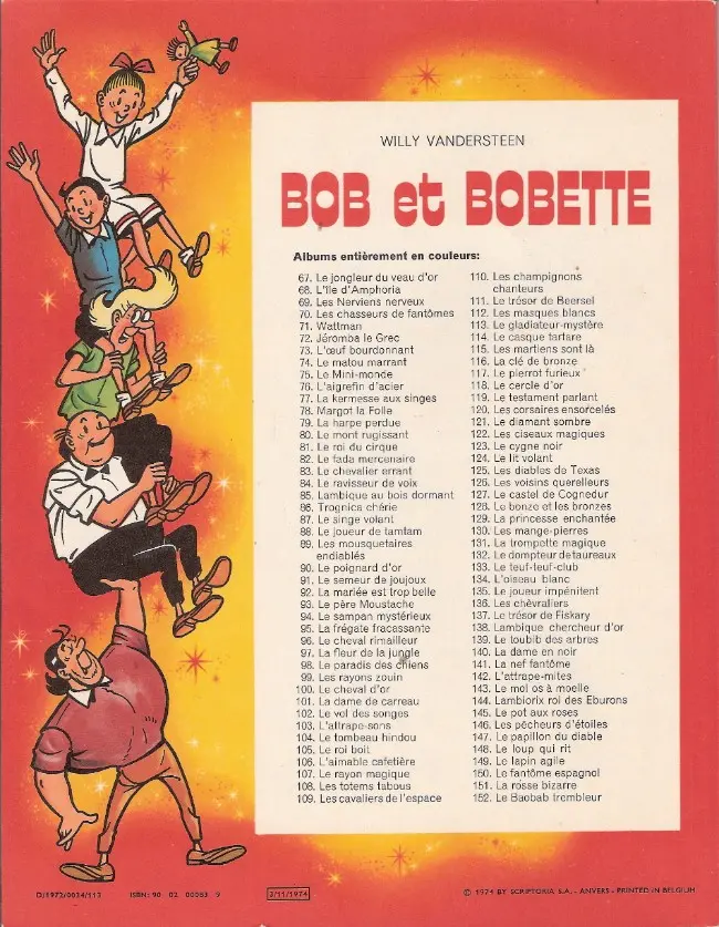 Verso de l'album Bob et Bobette Tome 99 Les rayons zouin