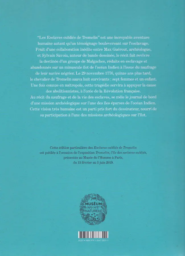 Verso de l'album Les Esclaves oubliés de Tromelin