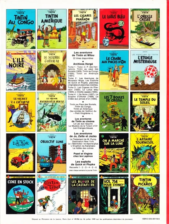 Verso de l'album Tintin Tome 19 Coke en stock