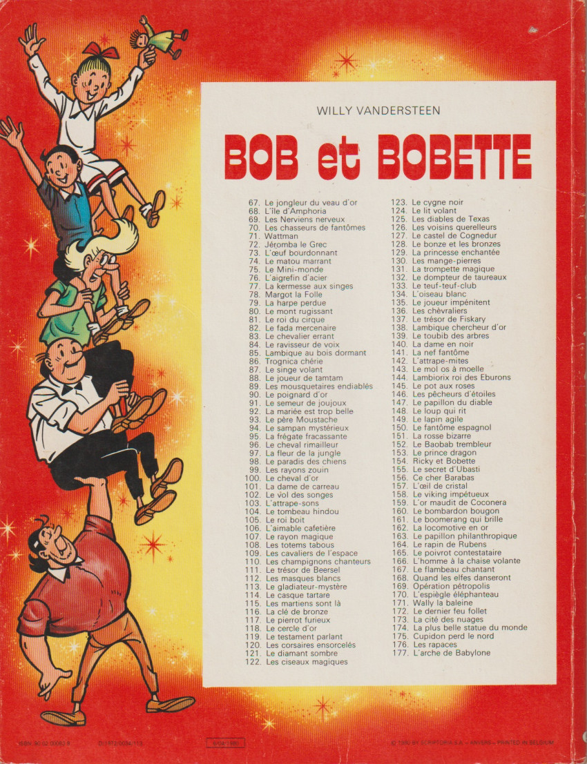 Verso de l'album Bob et Bobette Tome 99 les rayons zouin