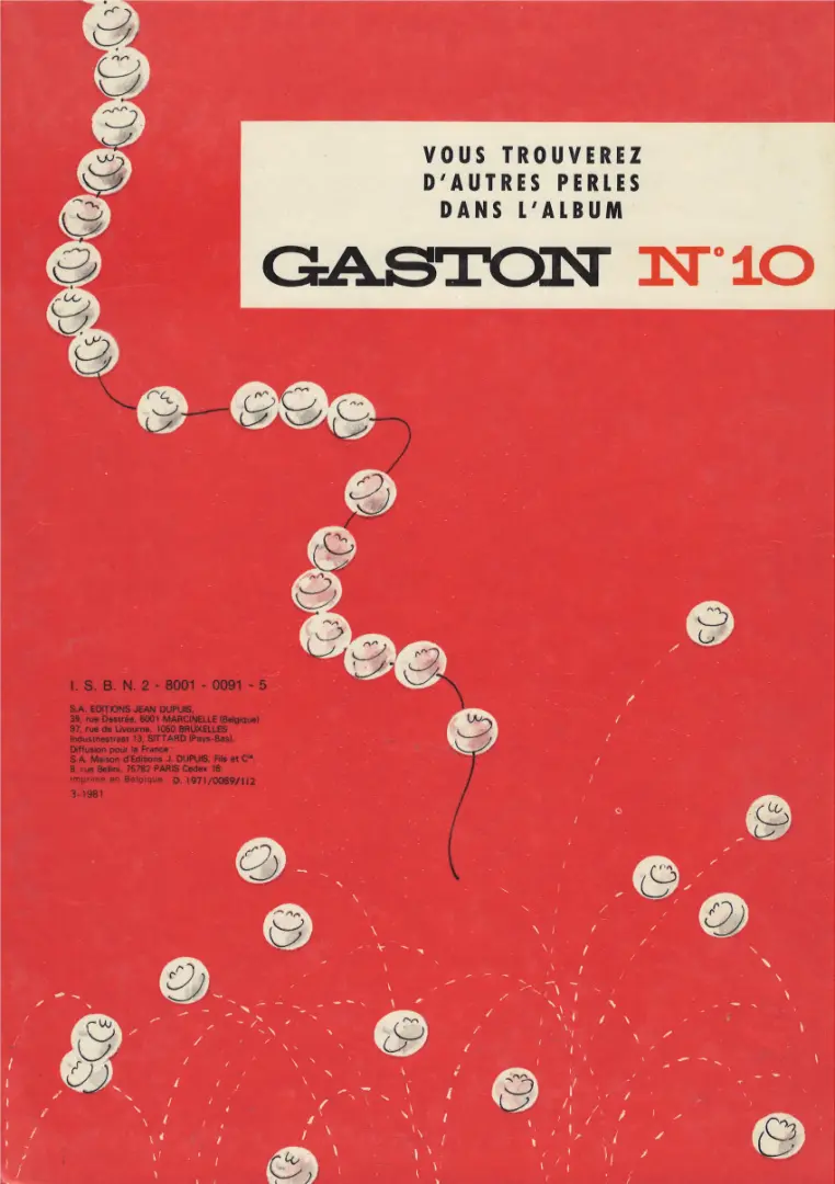 Verso de l'album Gaston Tome 9 Le cas Lagaffe