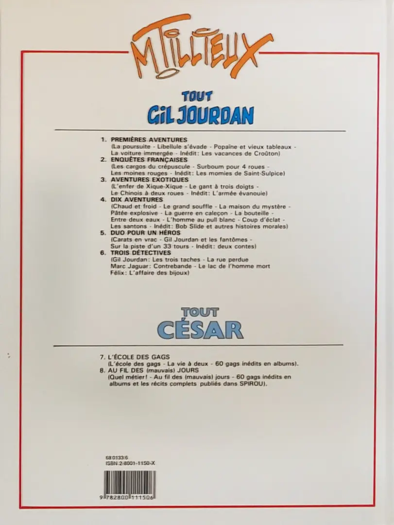 Verso de l'album Gil Jourdan Tout Gil Jourdan Tome 2 Enquêtes françaises
