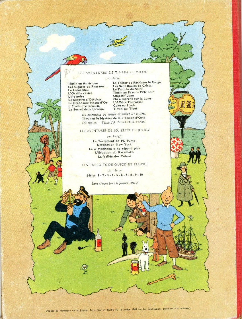 Verso de l'album Tintin Tome 18 L'affaire Tournesol