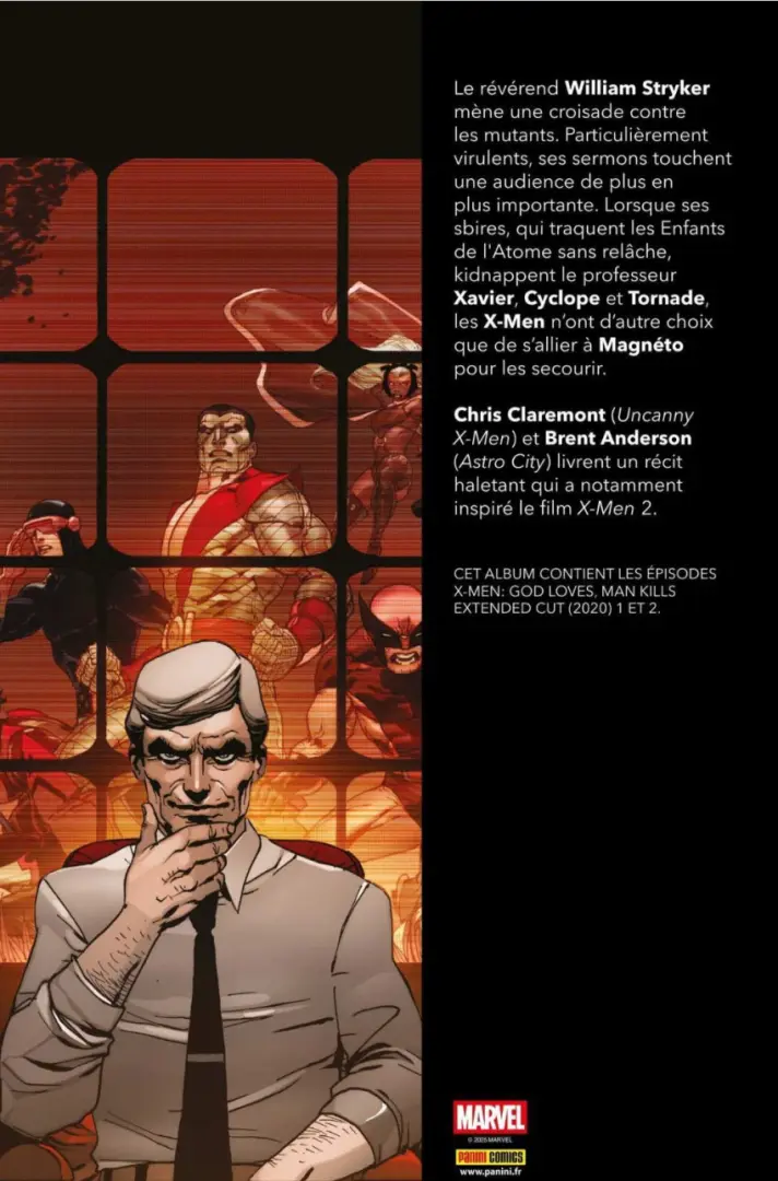 Verso de l'album X-Men - Dieu crée, l'homme détruit
