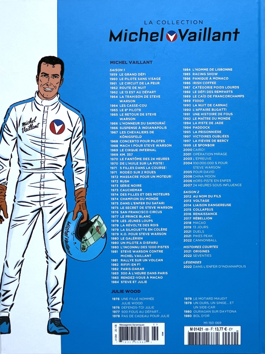 Verso de l'album Michel Vaillant La Collection 69 Le sponsor