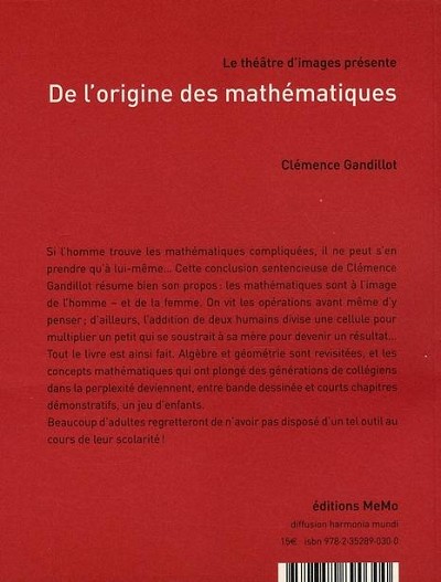 Verso de l'album De l'origine des mathématiques