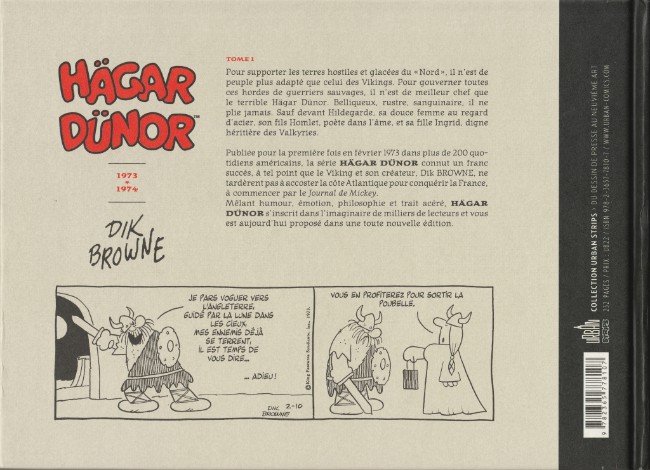 Verso de l'album Hägar Dünor (Urban Strips) Tome 1 1973 -1974