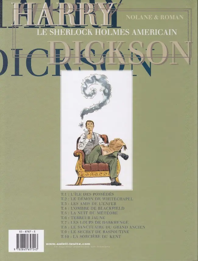 Verso de l'album Harry Dickson Tome 10 La sorcière du Kent