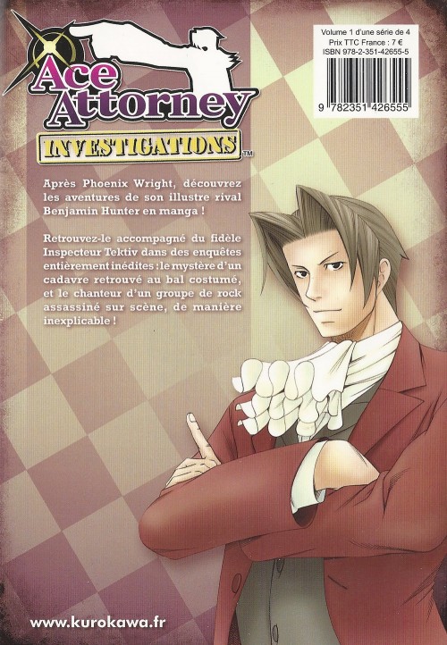 Verso de l'album Ace Attorney Investigations 1