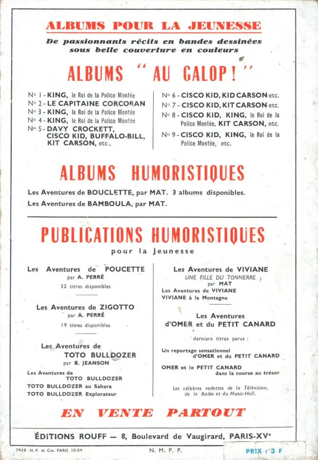 Verso de l'album Les aventures d'Omer et du petit Canard Album N° 1