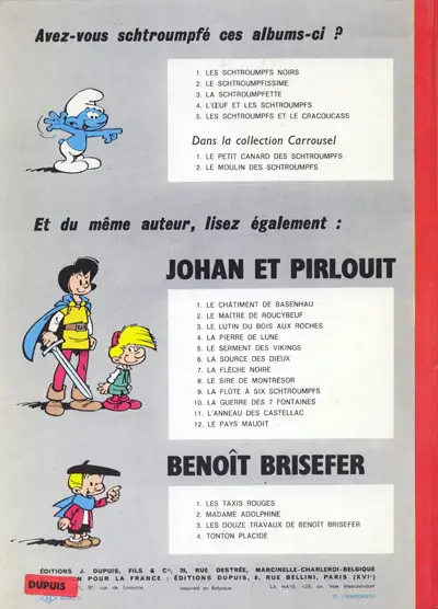 Verso de l'album Les Schtroumpfs Tome 5 Les Schtroumpfs et le Cracoucass