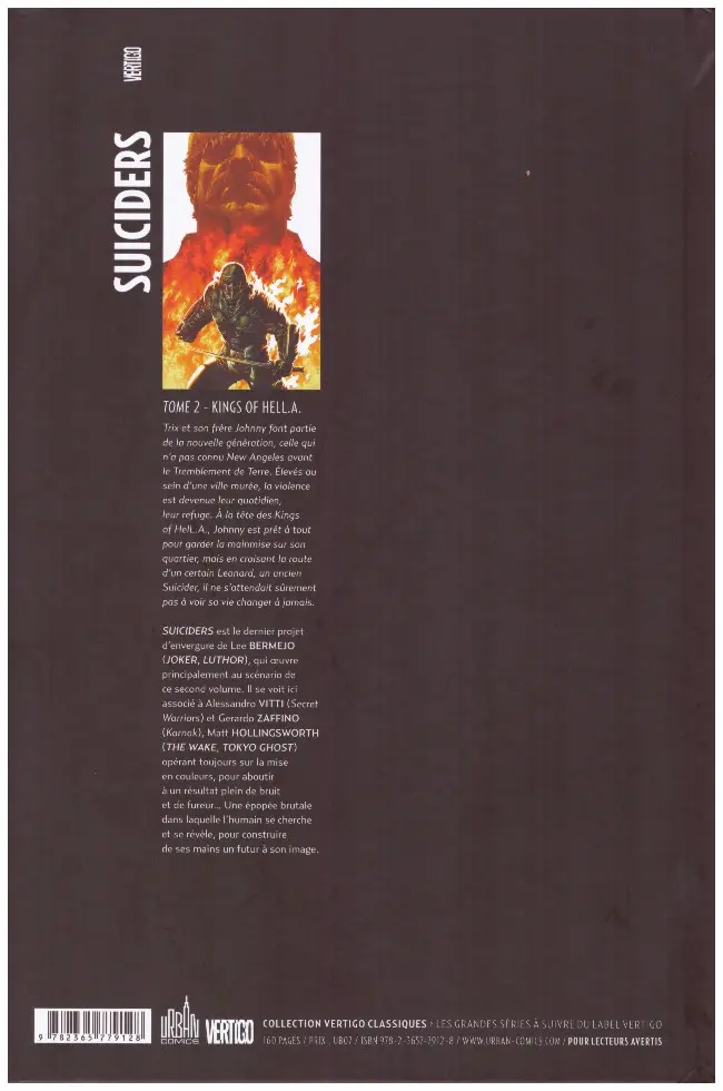 Verso de l'album Suiciders Tome 2 Kings of HelL.A.