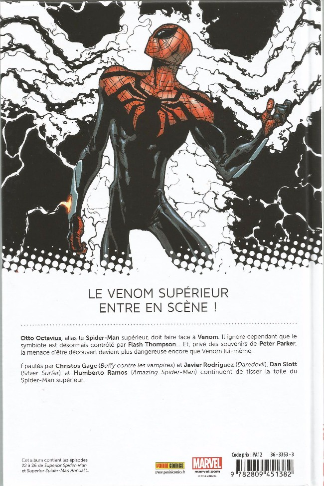 Verso de l'album The Superior Spider-Man Tome 5 Les Heures Sombres