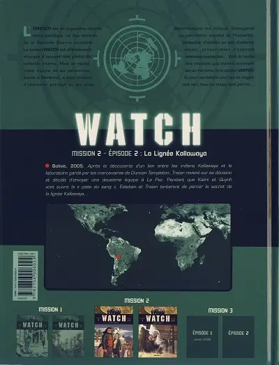Verso de l'album Watch Tome 4 La lignée kallawaya