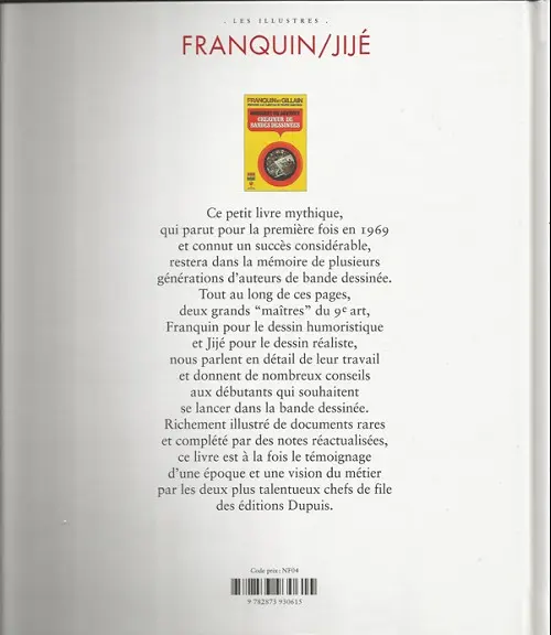 Verso de l'album Comment on devient créateur de Bandes dessinées Franquin / Jijé