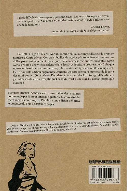 Verso de l'album 32 histoires Optic nerve mini-comics (édition augmentée)